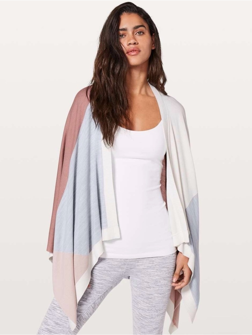 Lululemon Hatha Open-Front Wrap in Pink, Light Blue & Cream